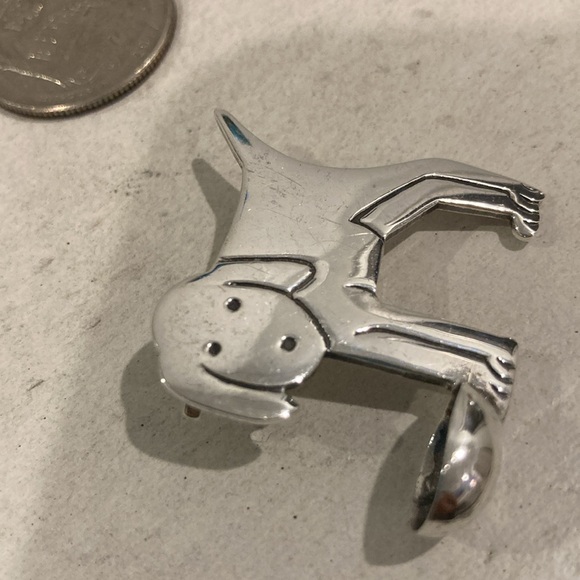 Sterling dog with bowl pin vintage - Picture 5 of 6